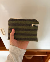 Two-tone terry flat pouch - brown , S size