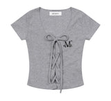 LUKE EYELET LACE-UP CORSET HALF T (2COLOR)