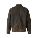 COATED WASHED PEARL SAILING LEOPARD PRINT FLEECE-LINED MICHIGAN JACKET.