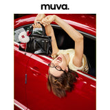 muva. Flip‑Over Bag, Elegant Outdoor Mini Tote, Oil‑Wax Genuine‑Leather Niche Retro Fashion Purse for Women, New Arrival Jul 10