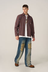 Logo Point Check Shirt - Burgundy