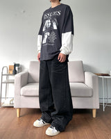 ワックスブラックデニムパンツ