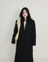Stutch Solid Wool Long Coat (Lining Fleece-lined)