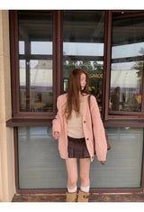 Pink laze oversized-fit knit cardigan