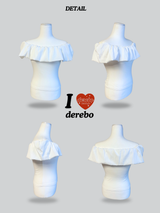 キャンディラッフルオフショルダーショートスリーブTシャツ