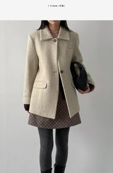 [wool95%] サンダーカラーウールハーフコート