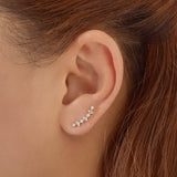Silver Multi Sparkle Climber Stud 925 Silver Earring E061-04H