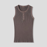 Keene Pigment Henley Neck Ribbed Sleeveless