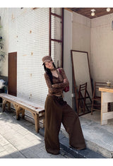 cotton wool scarf dot brown long-sleeve t-shirt