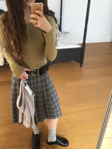 YWD PLAID PLEATS SKIRT (3color)