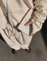 Henne warmer layered two way hoodie zip-up