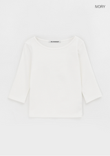 [B-BASIC] スタンダードボートネック 7/8 スリーブTシャツ 2サイズ