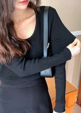 Formal Rib Viscose U-neck Knit (5color)