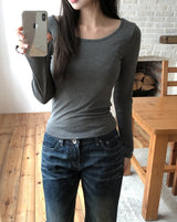 [U-BASIC] Obie Basic Slim U-Neck Long Sleeve