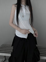 cats zipper halter sleeveless (2color)