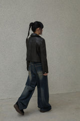 Pocket reverse denim pants