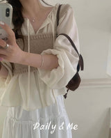 Ribbon shirring blouse(2color)
