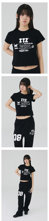ITZ オフィシャルロゴクロップTシャツ　ブラック