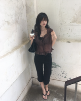 Frill shirring blouse