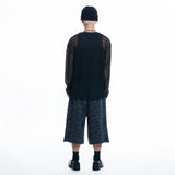 Cut Off Net Knit - BLACK