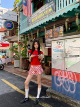 Check Floral Flare Mini Pants Skirt