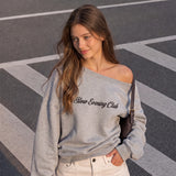 SIGNATURE LOGO ONE-SHOULDER SWEATSHIRT [GRAY]