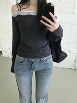 ローラ レース オフショルダー ティーシャツ (3 colors)