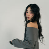 OFF SHOULDER TIED TOP (CHARCOAL)