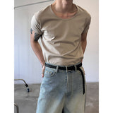 [MUSCLE FIT] U neck muscle half-shirts(8color)
