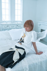big ribbon skirt(grey×white)