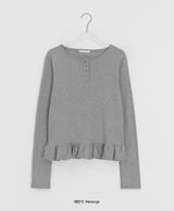 ダロヘンリーネックフリル長袖Tシャツ
