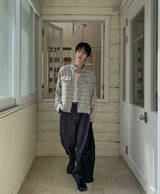 Diruin Tweed Damage Crop Shirt Jacket