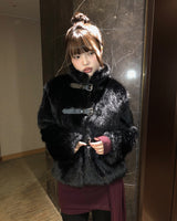 エリバックルハイネックファーショートジャケット