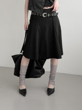 Cotton Gored Flare Midi Skirt