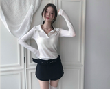 conte tone wool button collar top