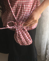 Lupu Checkered Cap Sleeves Shirring Blouse