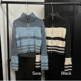 [F/W] Cable mohair crop knit zip up(2color)