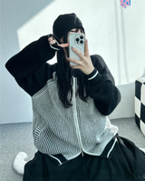 カラーブロックラグラン2ウェイジップアップ🤎🖤🩶🤍 - 3 カラーズ