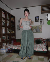 (3color) Hippie Pintuck Wide Nylon Banding Pants