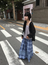 Juel Vintage Check Banding Long Skirt