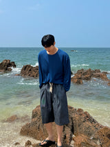 Lur linen denim bermuda pants