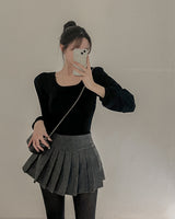 Pleated mini skirt pants