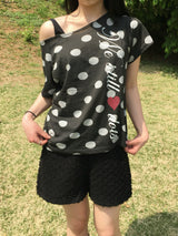 シンクルドットワンショルダーショートスリーブTシャツ (4c)