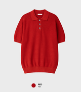 Look Estée Viscose Button Collar Short Sleeve Knit