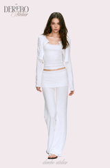 アンナ レース カーディガン トレーニング スリーピース セット (Sleeveless cardigan, pants)