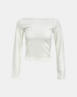 Dot Velvet Rib Neck T-Shirt