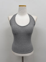 Basic Halter Neck Ribbed Bra Top