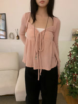 Rozy Babydoll Flare Ribbed Long Sleeve Tee