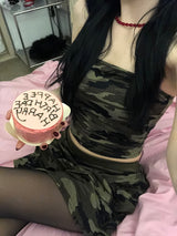 迷彩柄トップス＆スカートセット