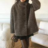 Hafe Wool Suede Button Half Coat Fur Jacket
